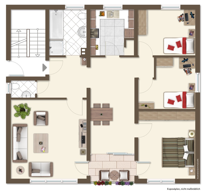 Grundriss Erdgeschoss Mehrfamilienhaus Bad Kreuznach / Bosenheim